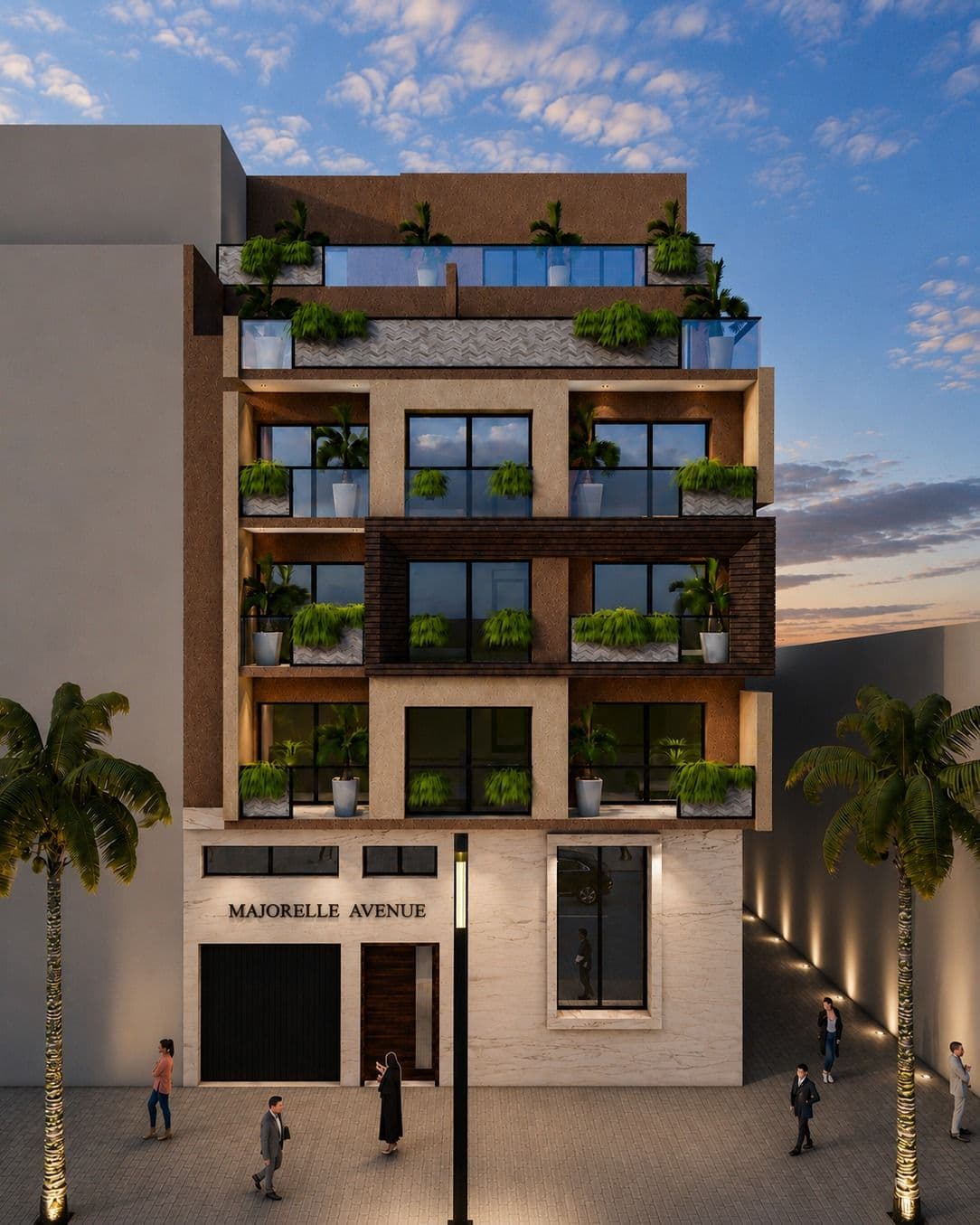 Rendu 3D de la façade de Majorelle Avenue, vue de face