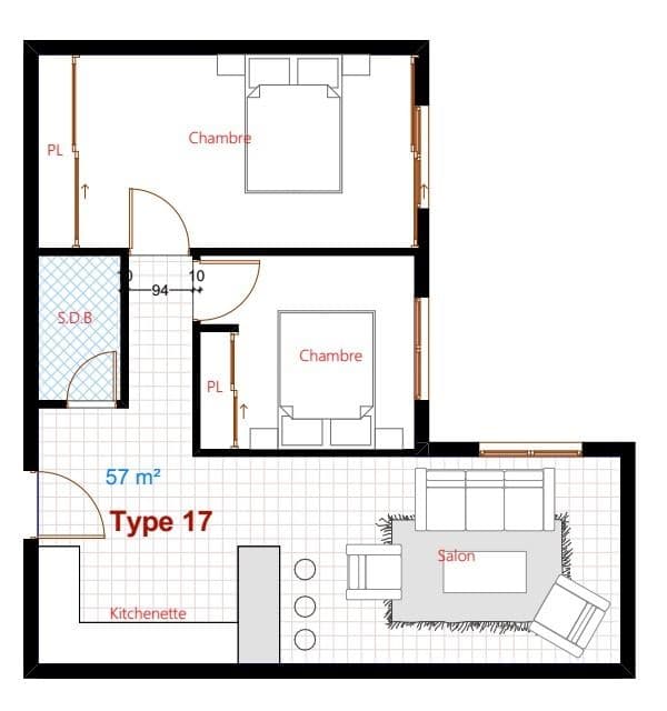 Plan 2D du lot Appartement 43